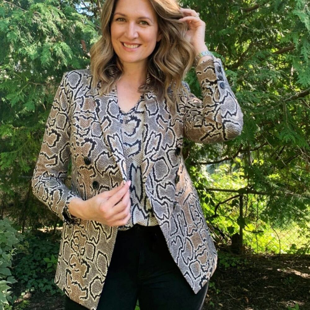 Cabi Double Breasted Python Blazer Size 6 - image 4